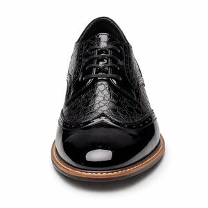 Stacy Adams Dayton Wingtip Oxford Black Patent Croc Embossed Dress Shoes Mens 11